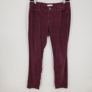 LOFT Curvy Skinny Corduroy Pants 10P Womens Stretch Cotton Maroon Red